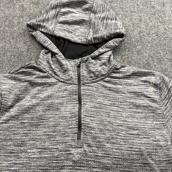 Reebok‎ Hoodie Mens L Gray Marble 1/4 Zip Double Knit Pullover Sweatshirt Logo - Picture 5 of 13